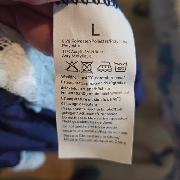 New blue and white teddy nightgown size large. White lace straps. - Picture 8 of 8